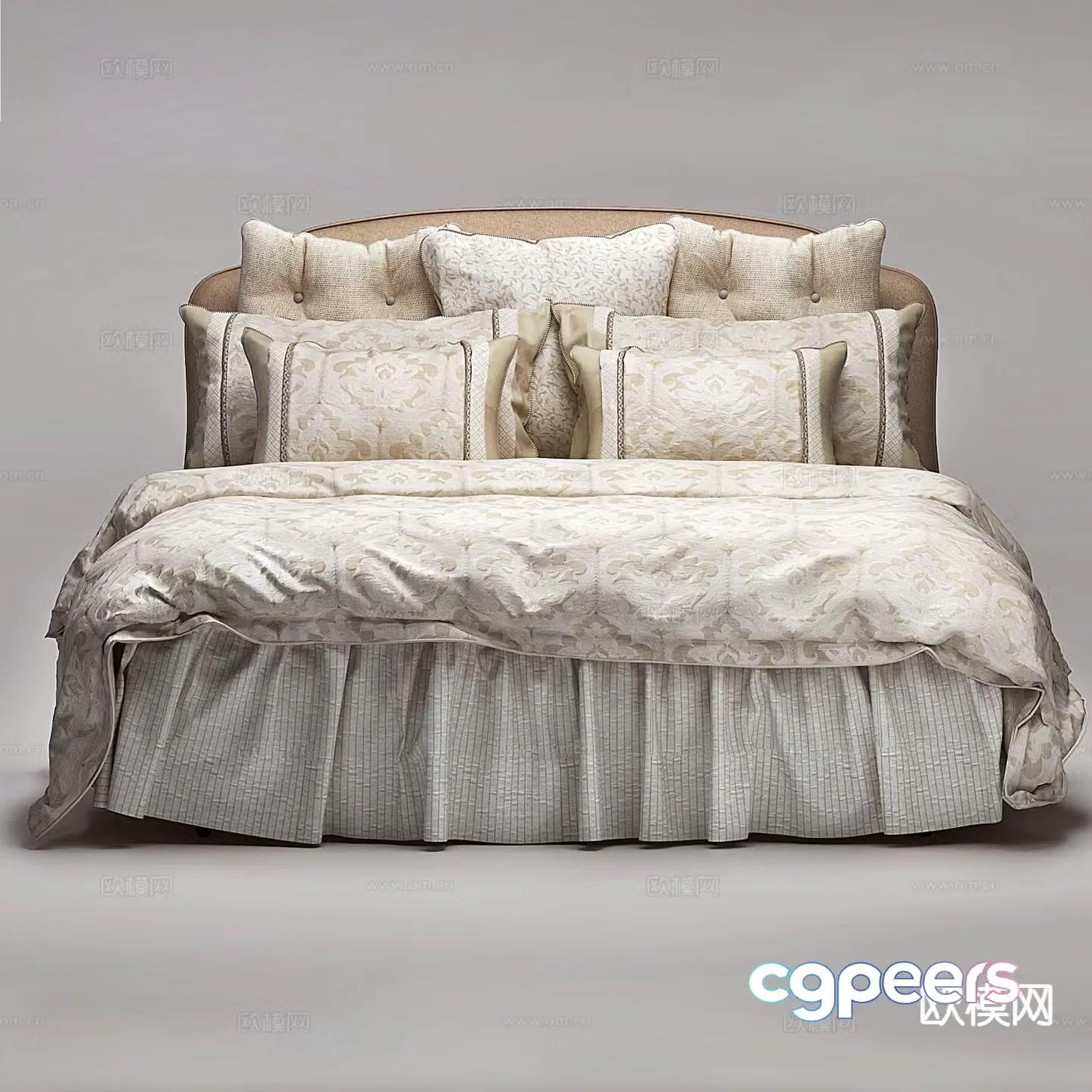 European style bed double bed 3d model