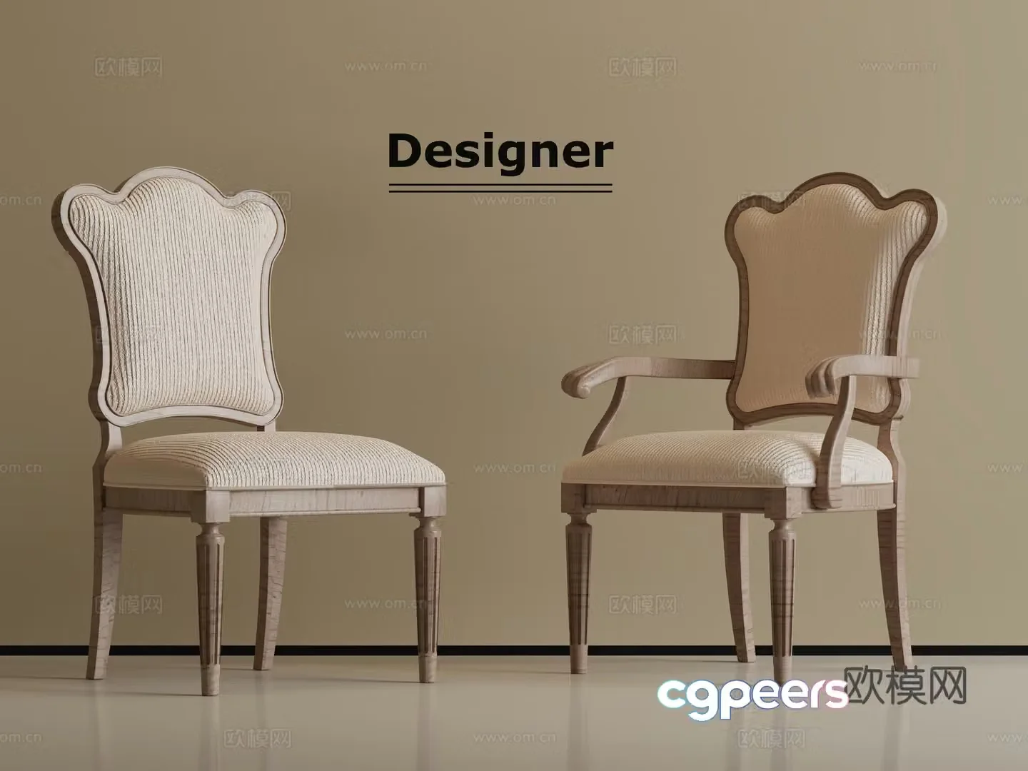 American single chair dining chair 3d model