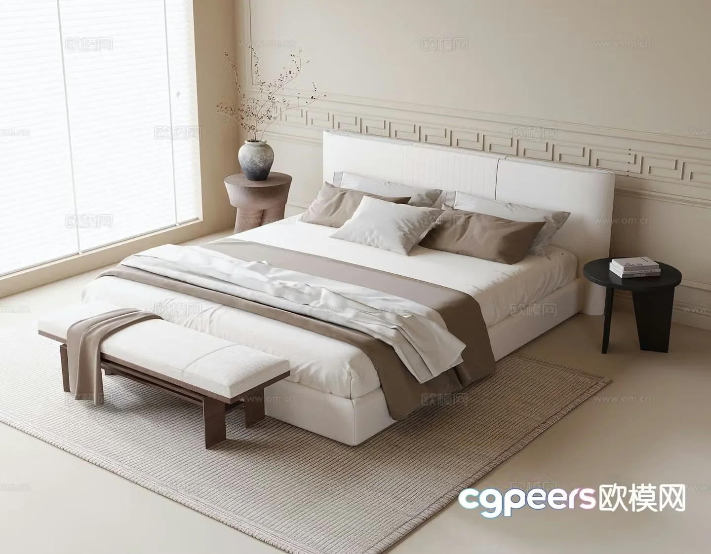 Modern double bed 3d model