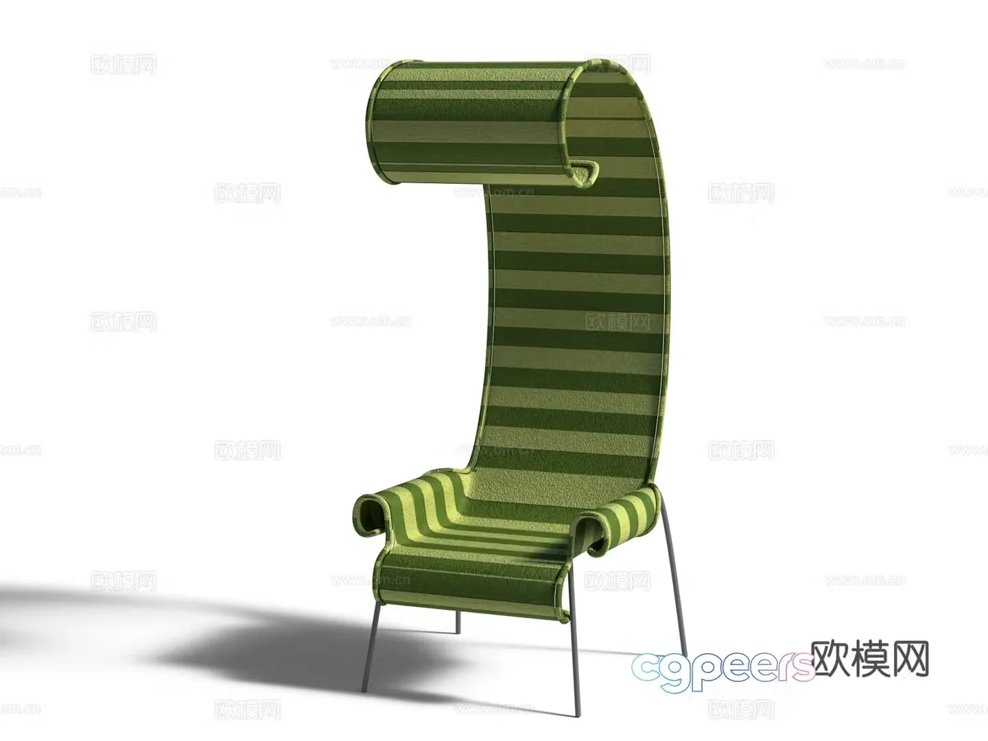 Modern striped lounge chair outdoor lounge chair 3d model