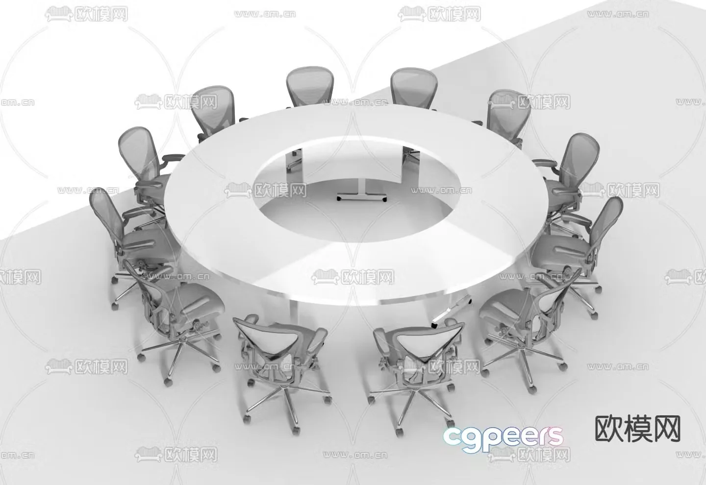 Modern conference table and chairs 3d model