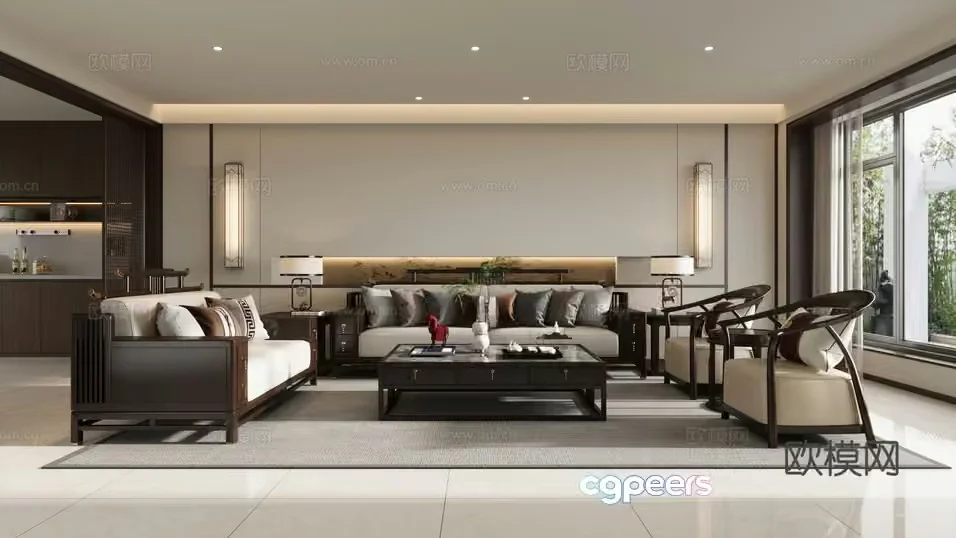Modern Living Room 3D Model – 17580 – VRAY Render