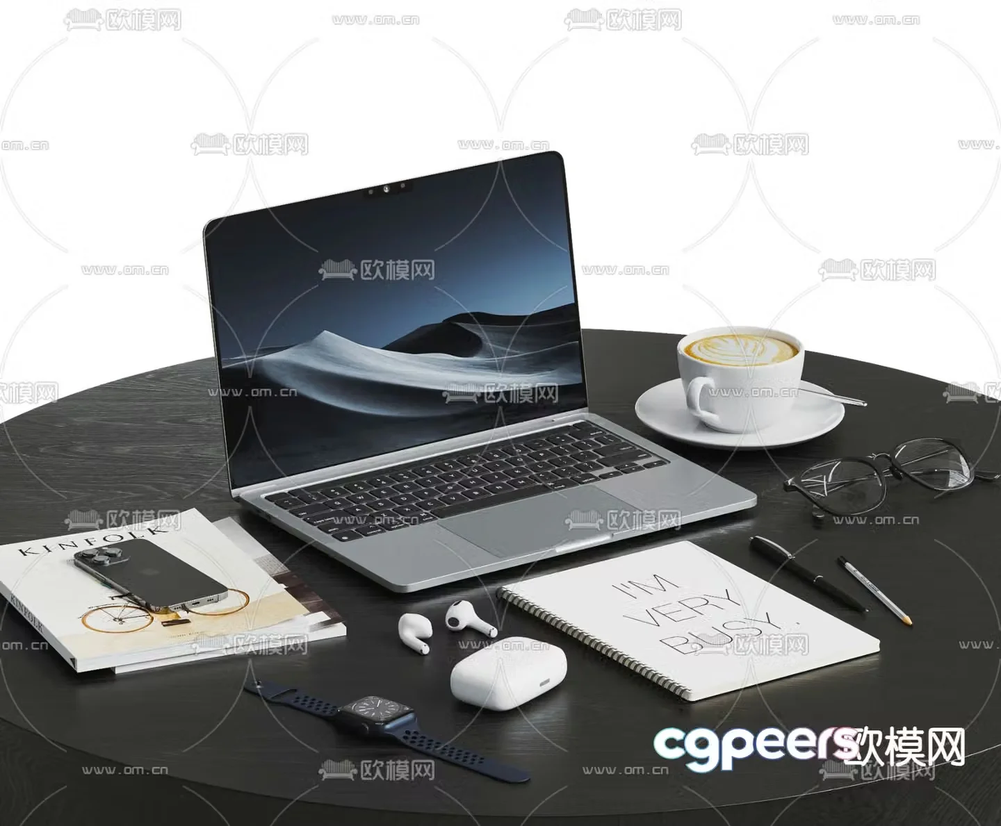 laptop office supplies 3d model