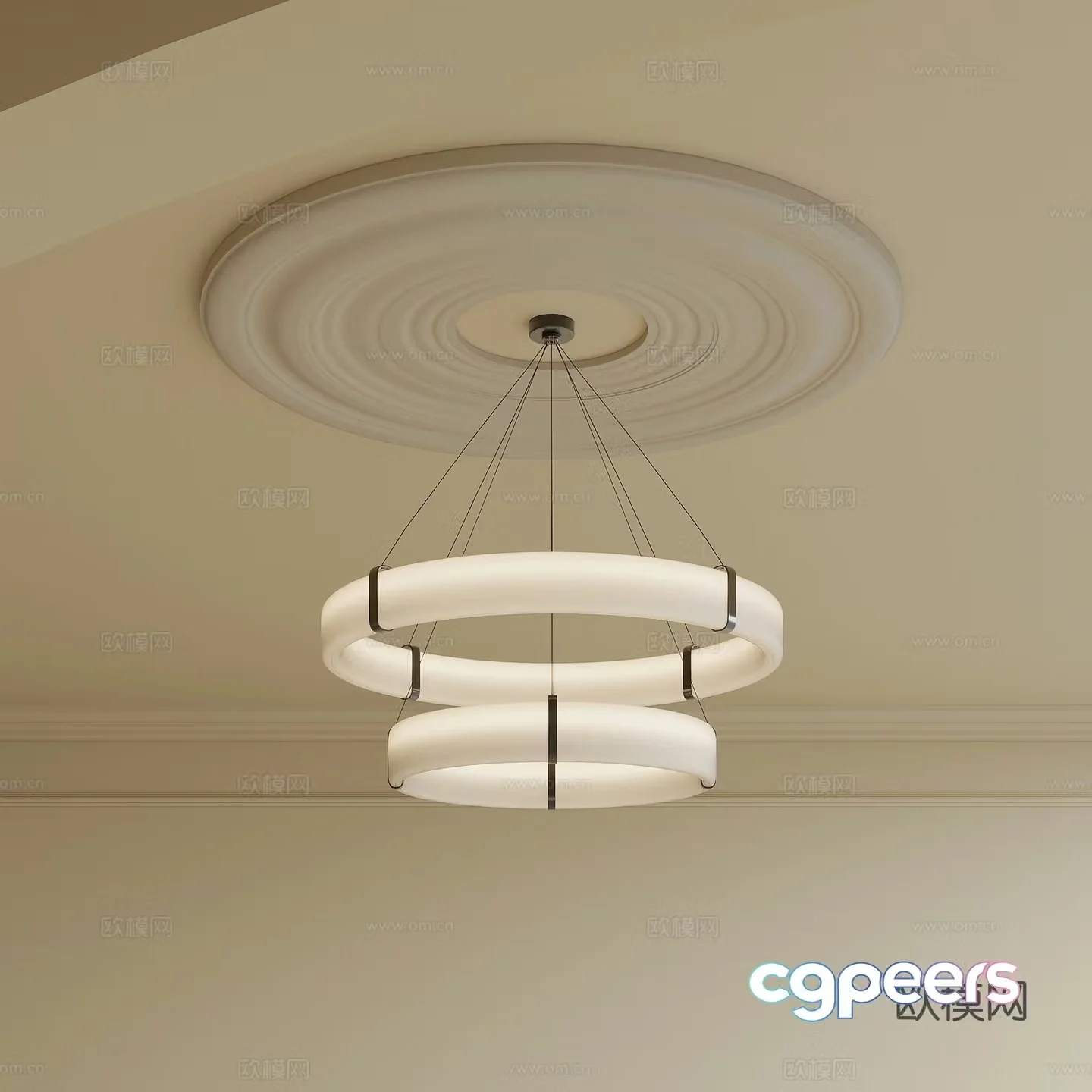Creamy Chandelier Art Chandelier 3d Model