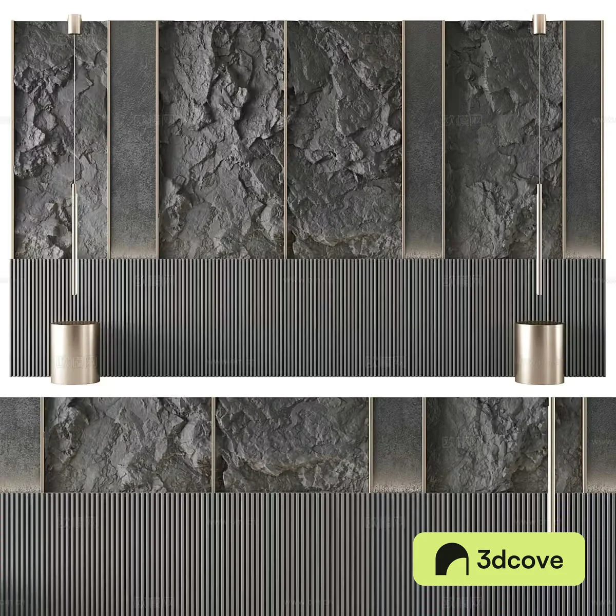 New Chinese style bedside background wall stone wall rock wall