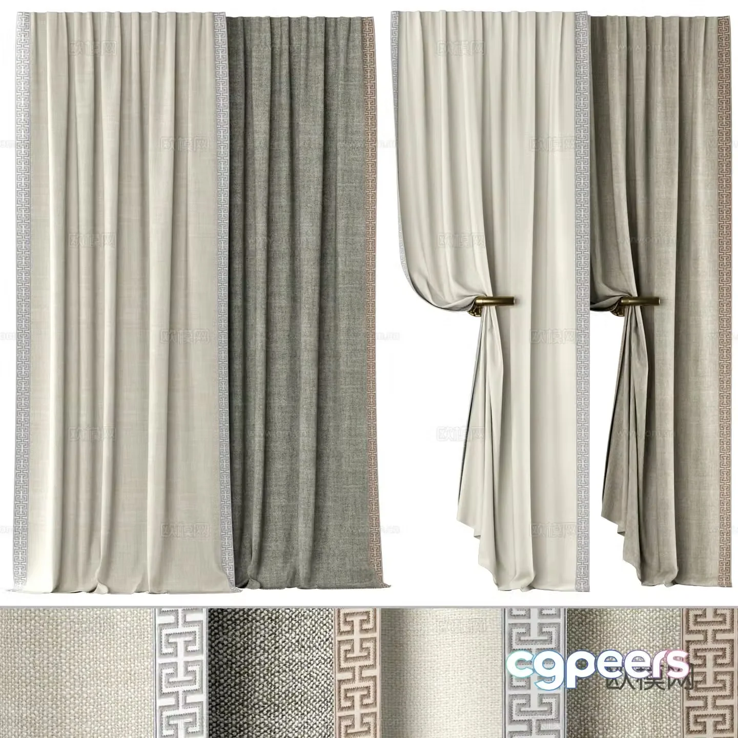 Curtains Window Screen 3d model