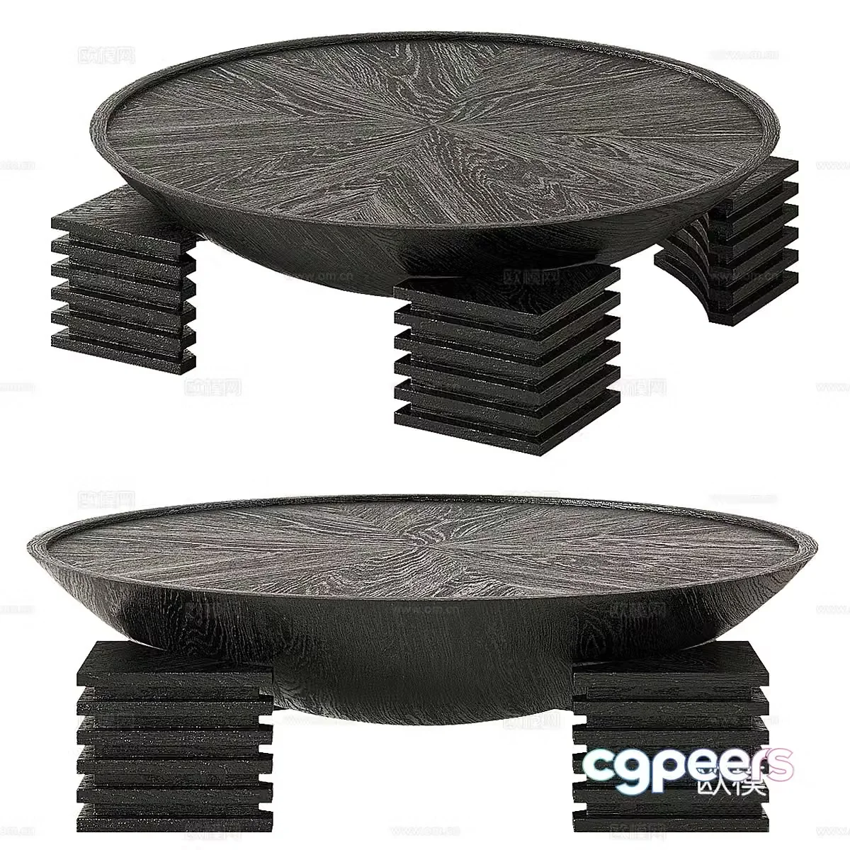 Modern Italian CB2 Dome solid wood round coffee table 3D model
