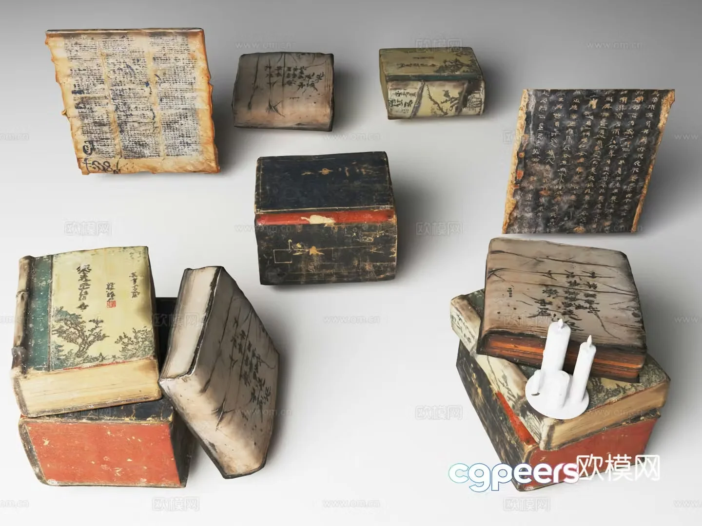 Chinese ancient books ancient books old books book 3d model