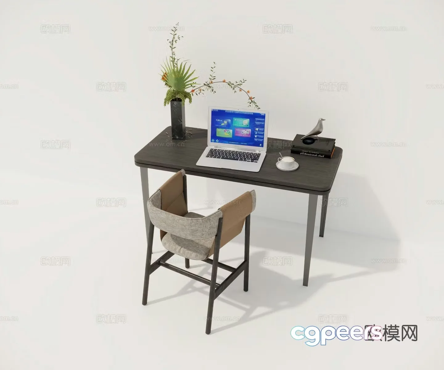 Desk Table and Chair 3D Model
