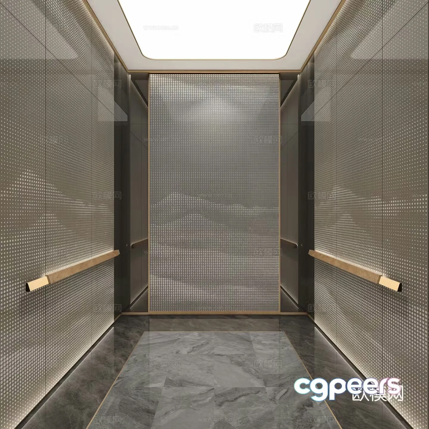 3D model of underground parking lot elevator hall