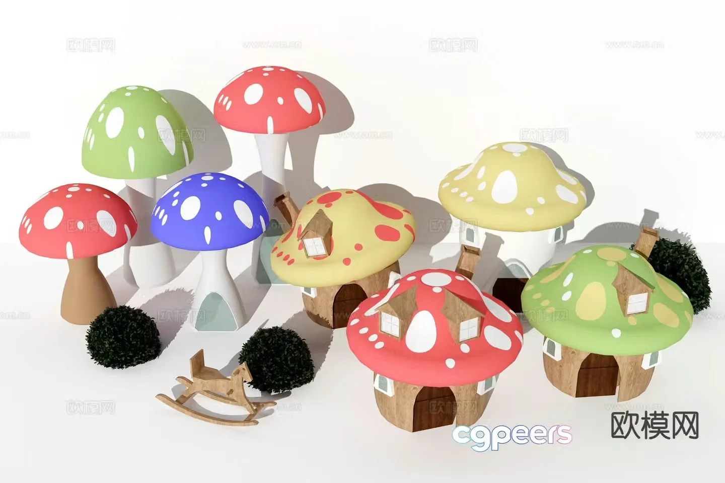 Children’s toys mushroom house mushroom sketch 3d model