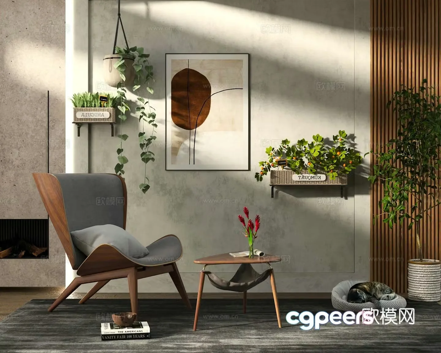 Modern casual chair Single sofa Sofa Chair Fabric sofa Chair Living room Single sofa Side table 3D model