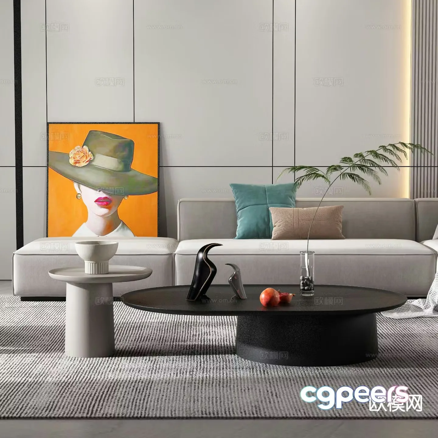 Modern double coffee table 3d model