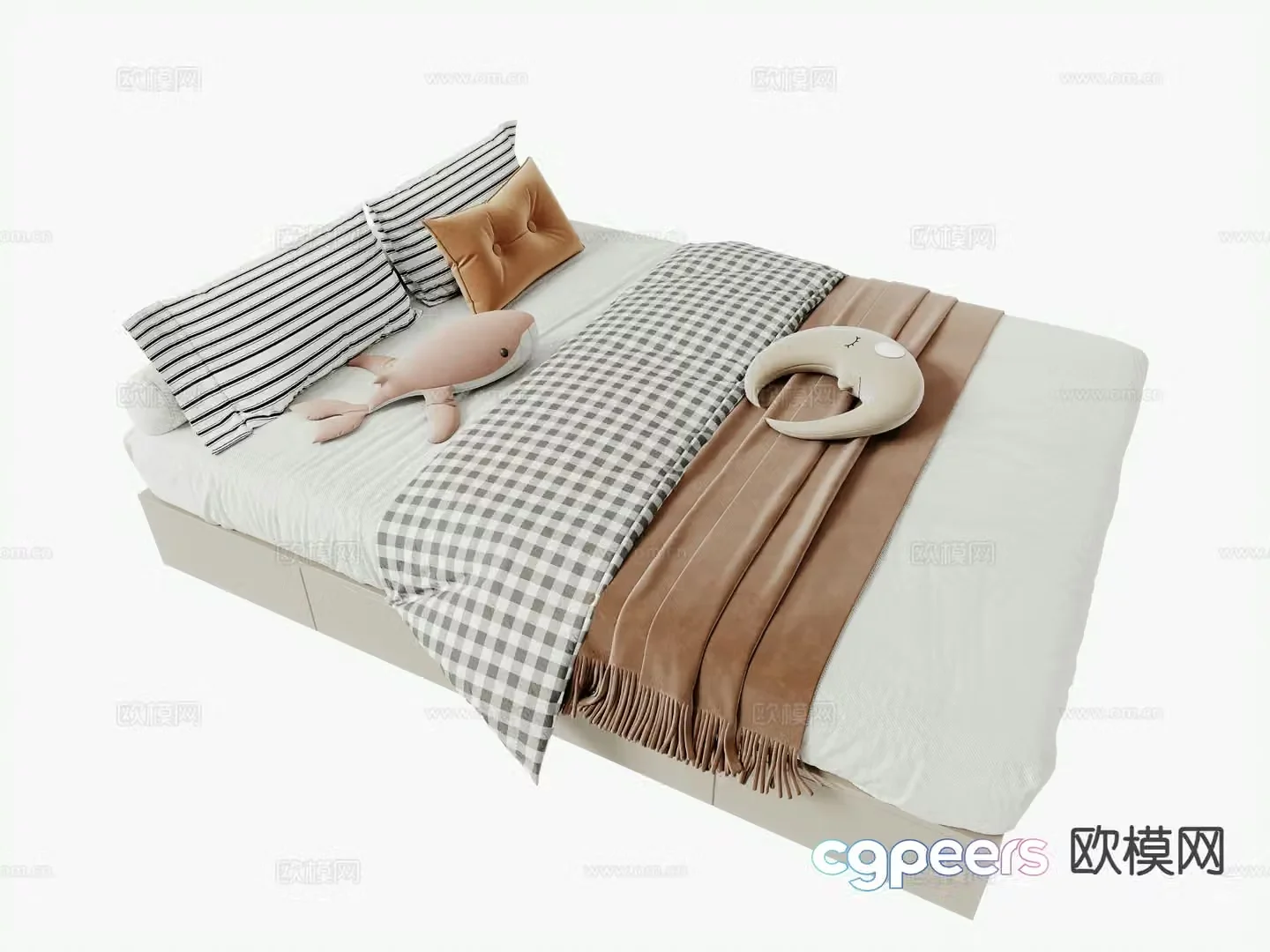 Modern double bed 3d model