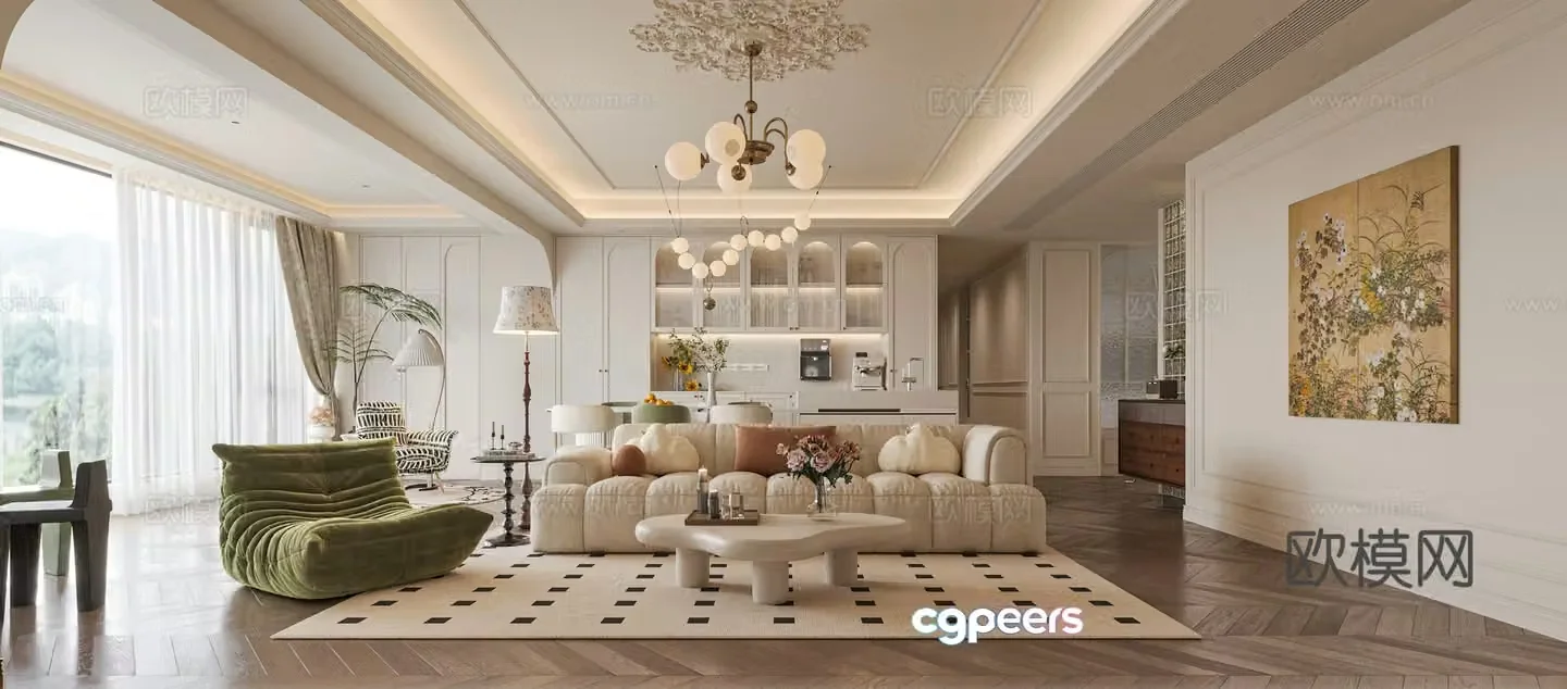 French living room 3d model