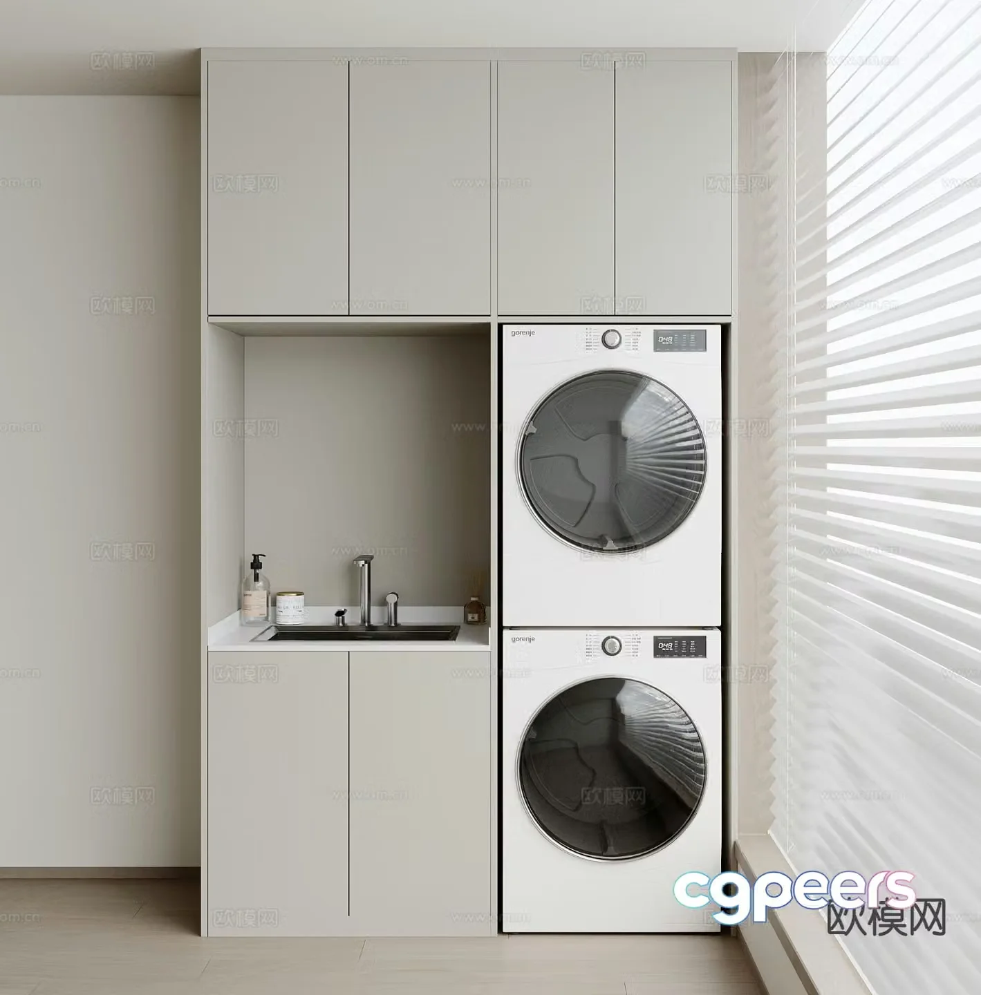 Modern washing machine cabinet balcony cabinet 3d model