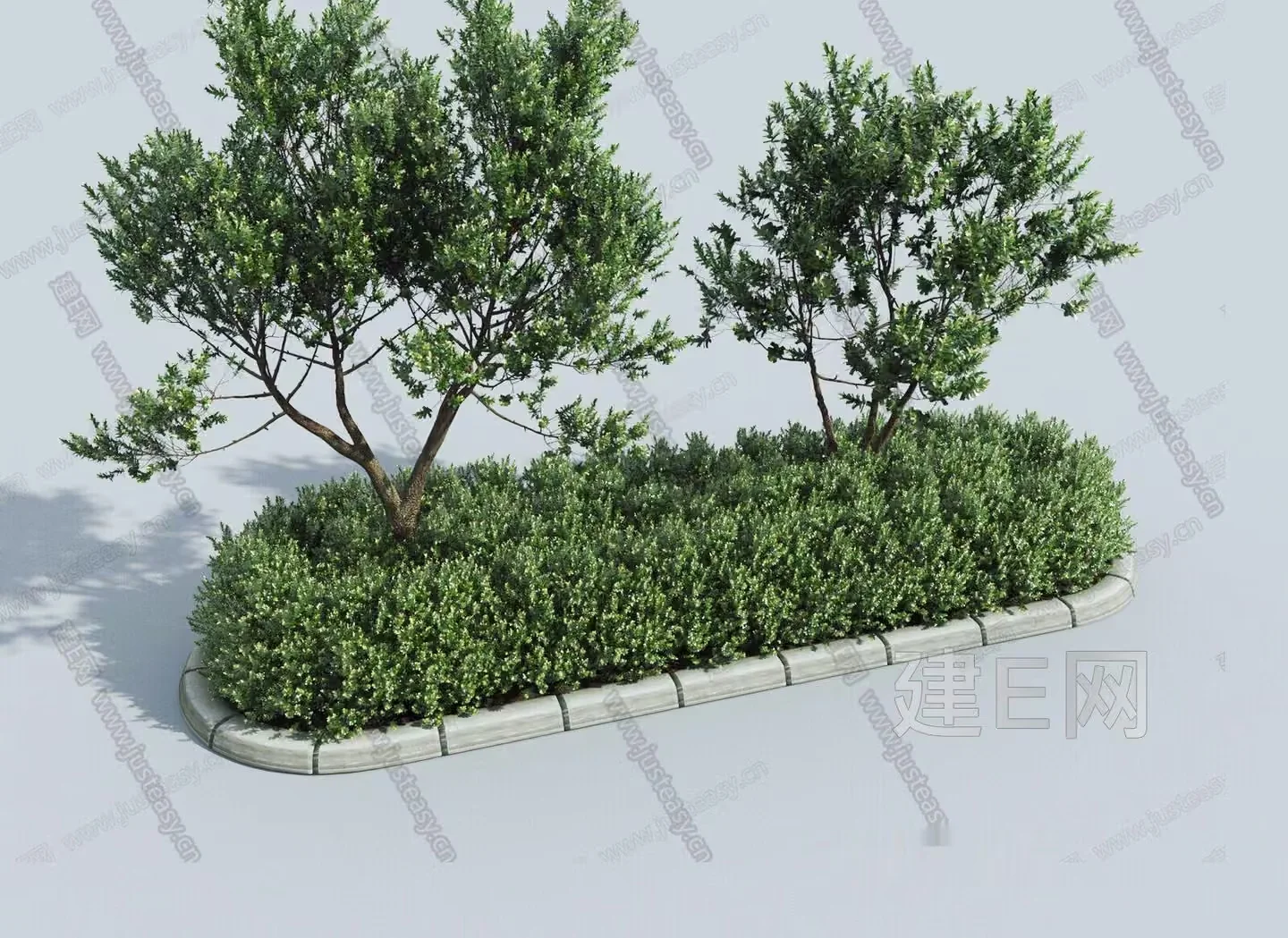 A Rectangular Garden Bed With Plants 3D Model – 1558 – VRAY Render
