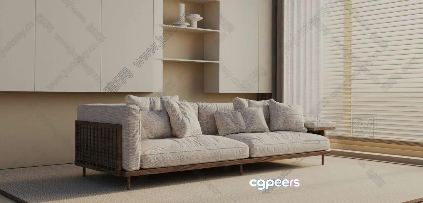 Modern Beige Couch 3D Model – 384 – VRAY Render
