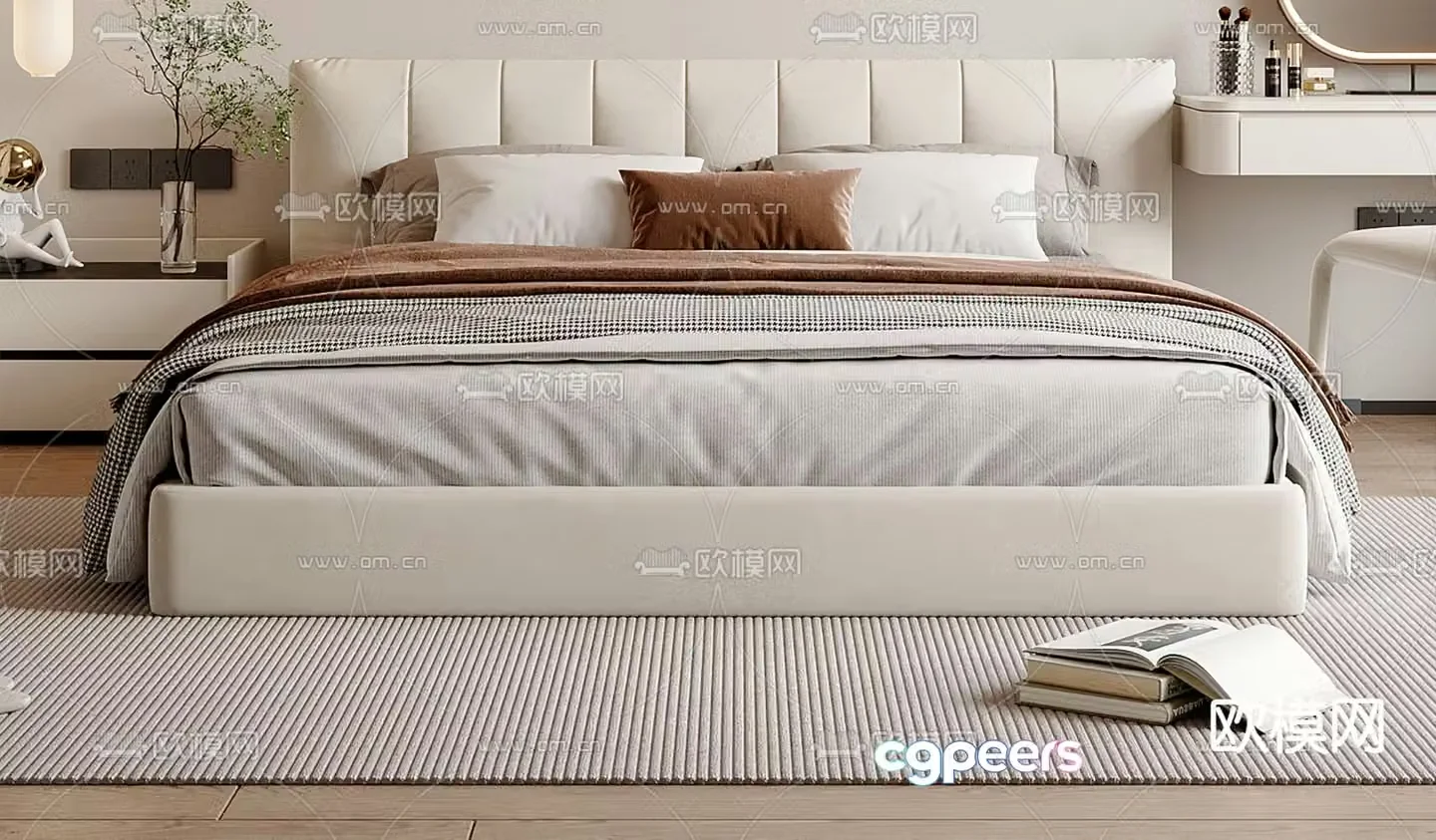Modern double bed 3d model