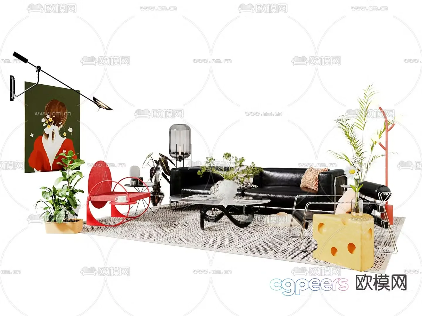 INS style modular sofa Memphis sofa 3d model