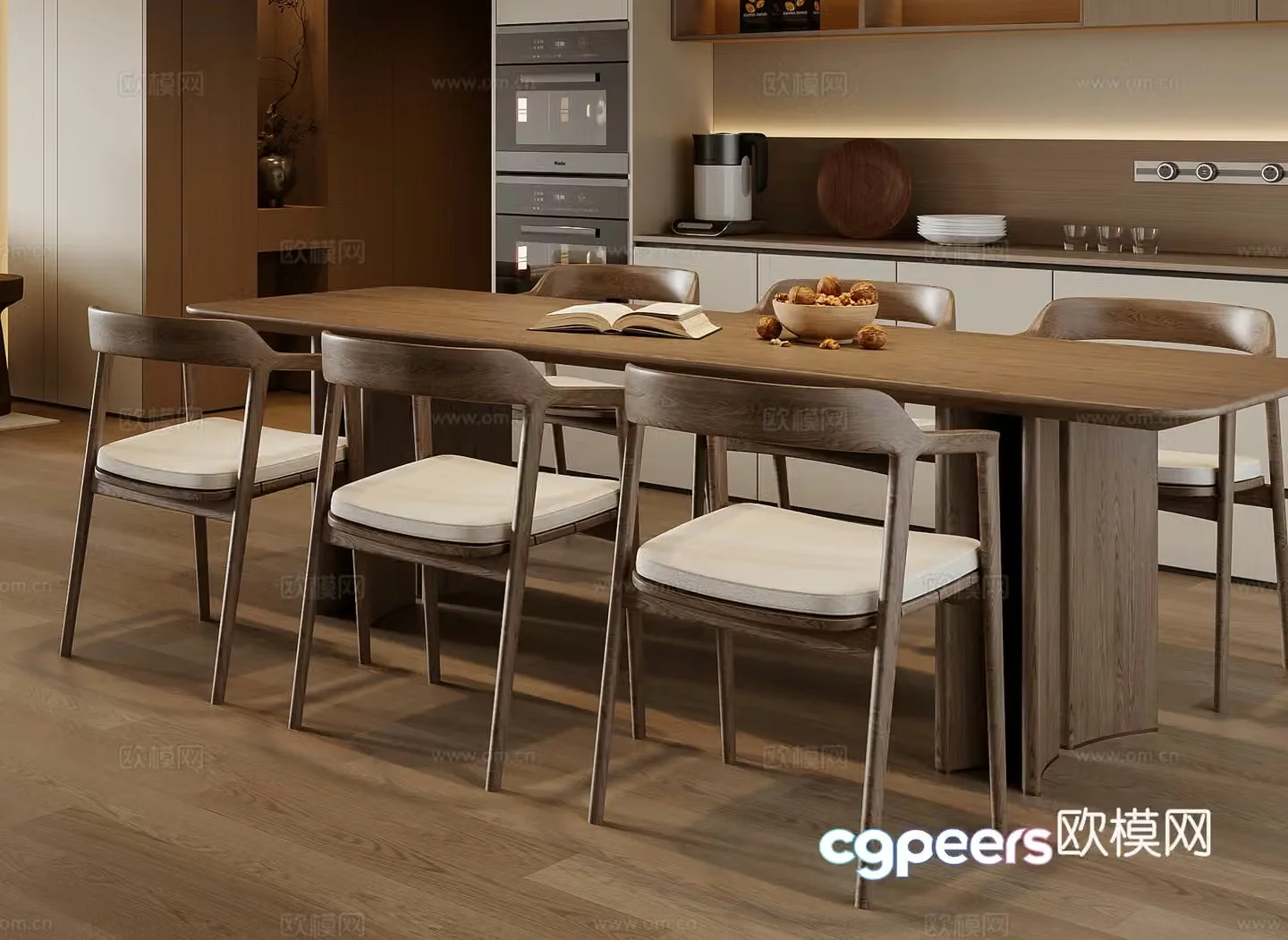 New Chinese dining table and chairs 3d model