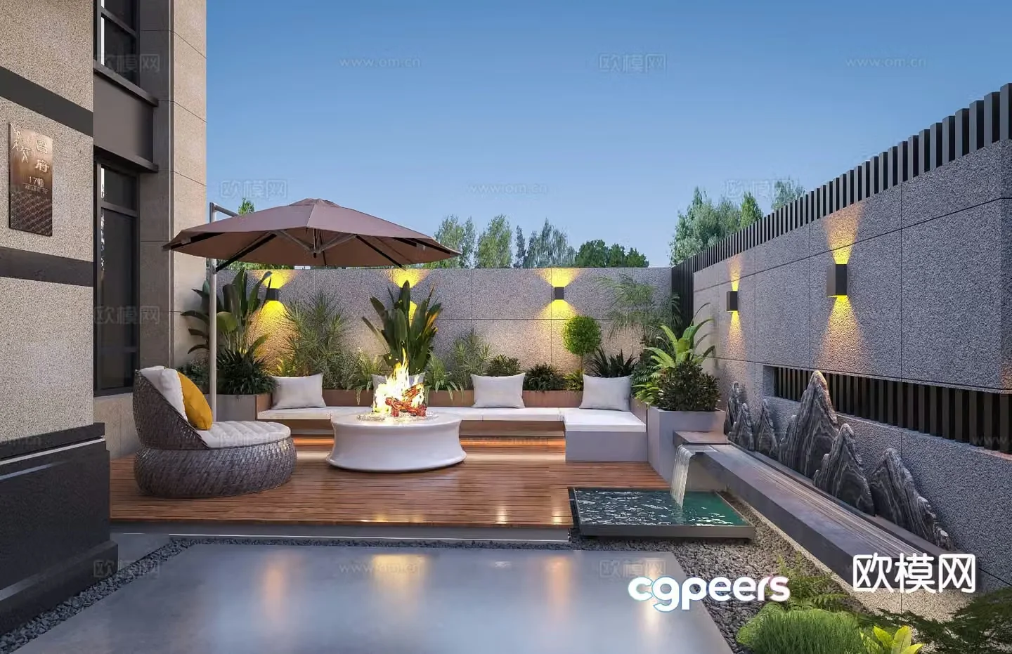 Modern villa yard leisure yard 3d model