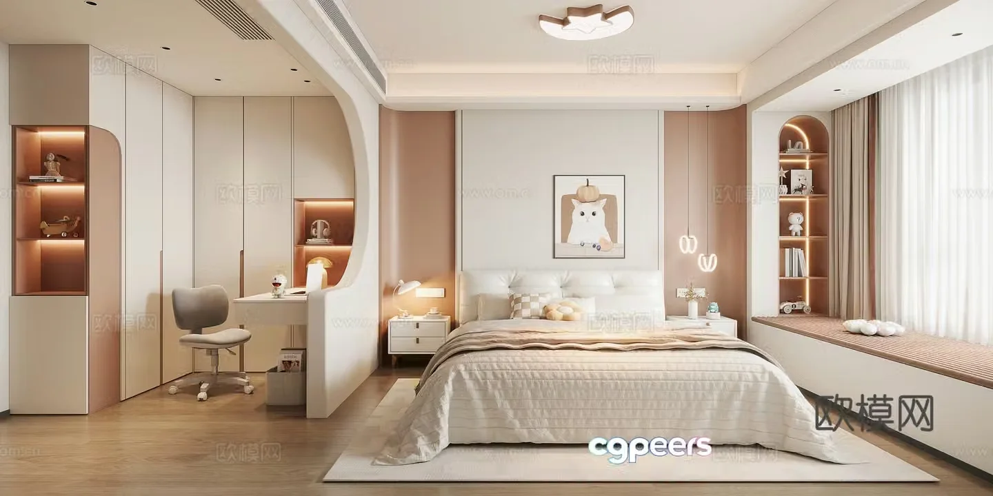 Modern children’s room girl’s room kid’s room 3d model
