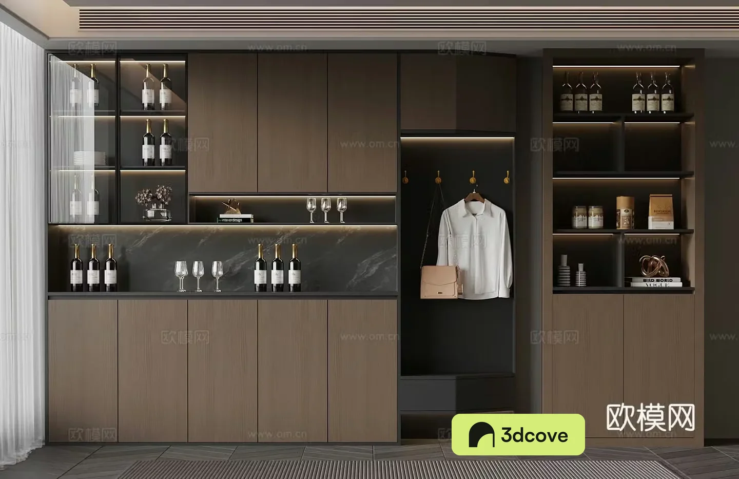 Italian minimalist wine cabinet red wine glass