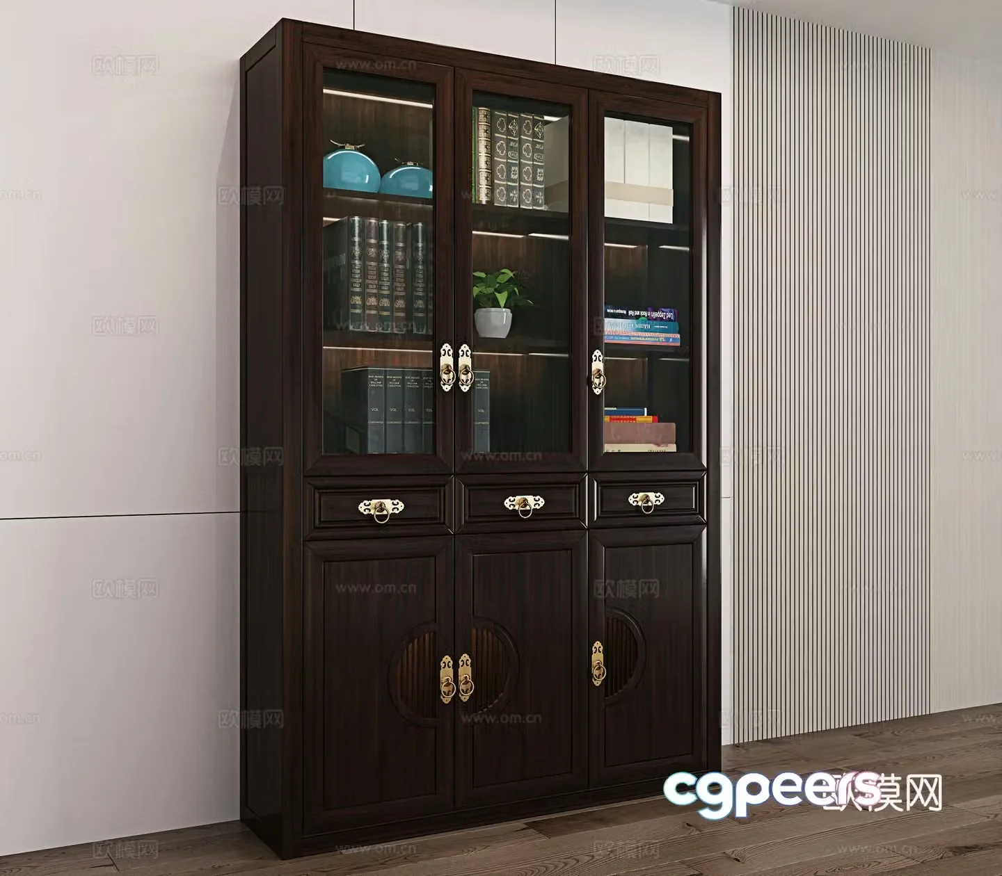 Chinese bookcase solid wood bookcase 3d model