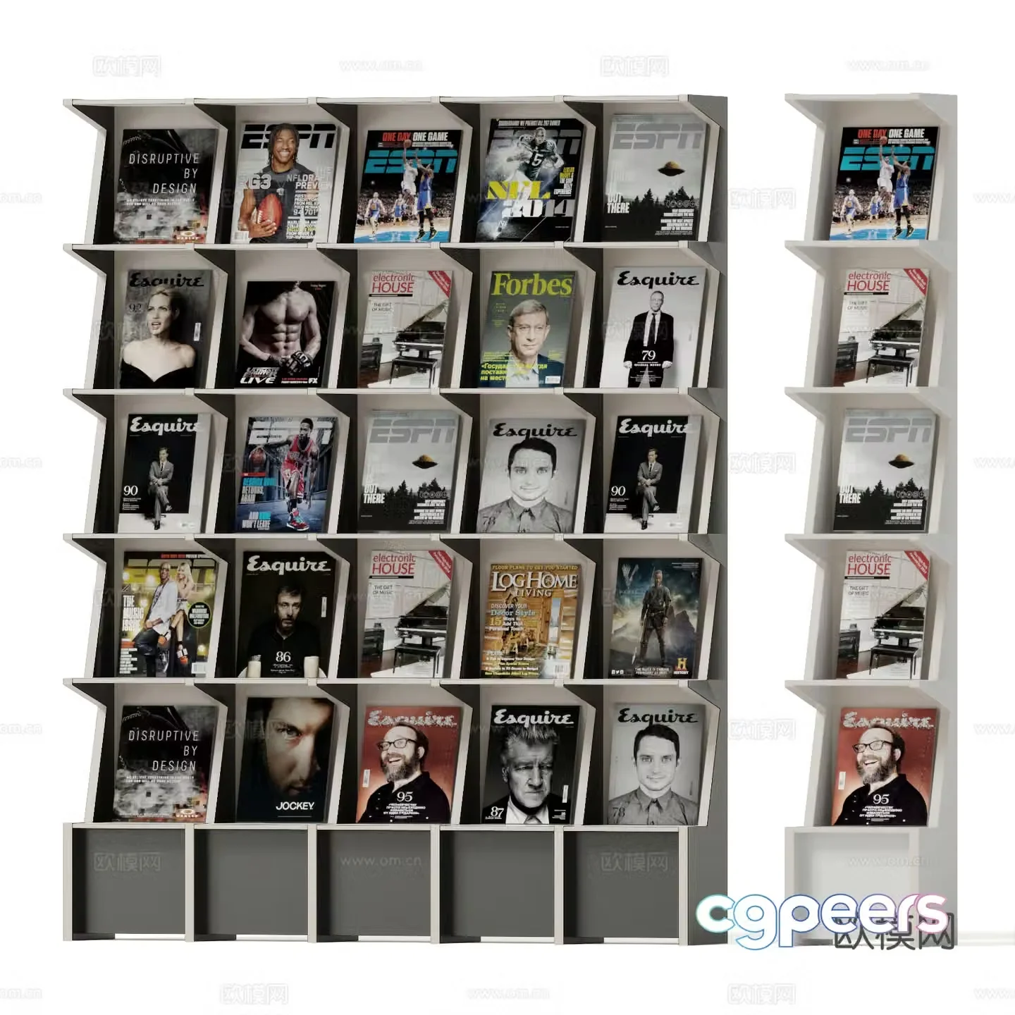 Modern bookshelf magazine 3d model
