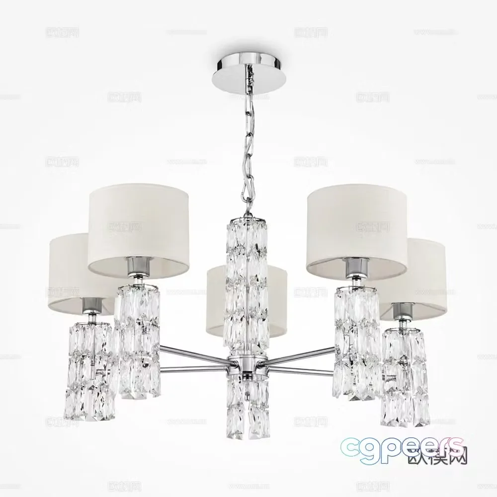 Modern multi-head chandelier 3d model