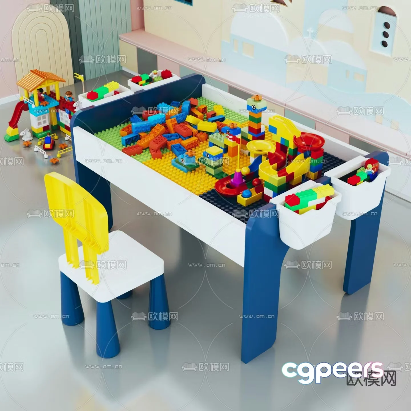 Building block table children’s toys 3d model