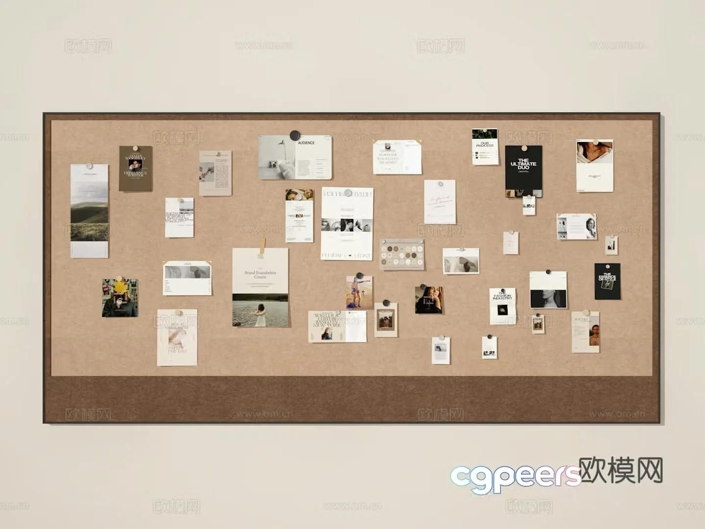 Note board cork board photo wall 3d model