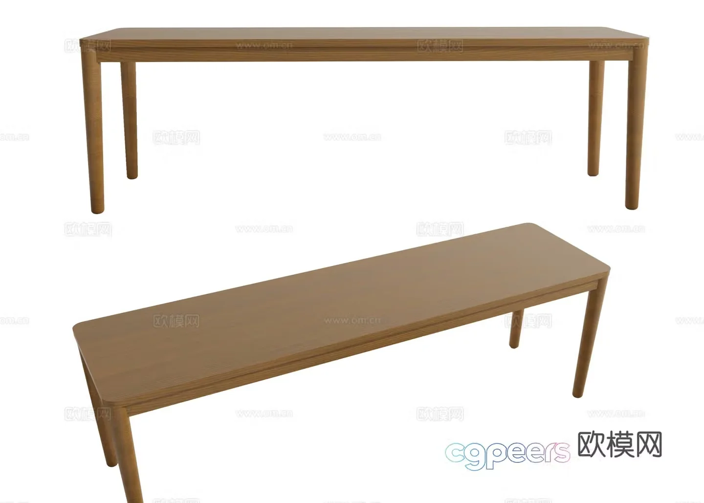 modern stool bench wooden stool 3d model