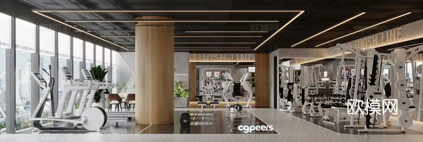 Modern sports fitness center 3d model