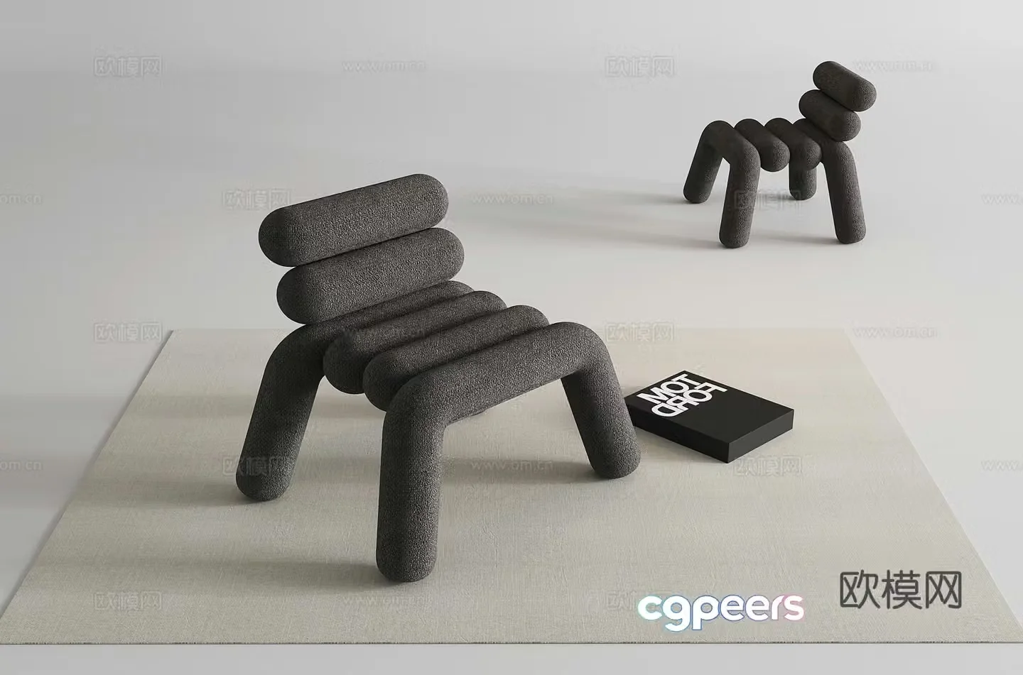 Modern leisure chair low stool shoe changing stool personalized chair single chair cloth chair 3d model