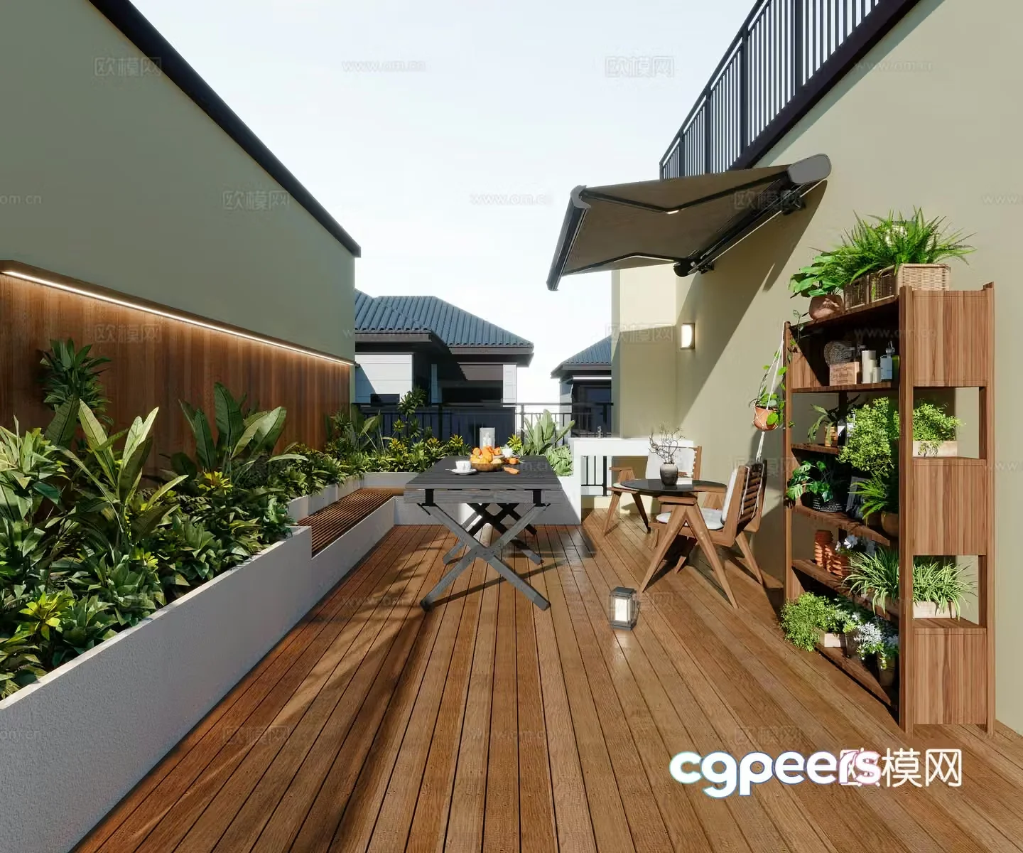 Duplex top floor terrace garden 3d model