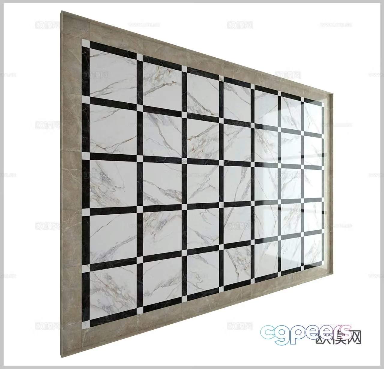 Hotel floor tiles flower tiles lattice floor tiles bathroom tiles kitchen and bathroom tiles 3D model