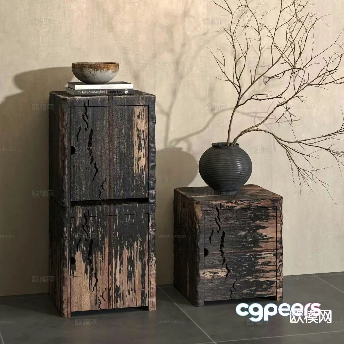 wabi-sabi bedside table 3d model