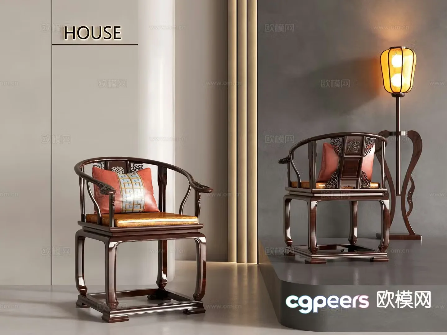 New Chinese style chair carved chair arm chair Taishi chair 3D model