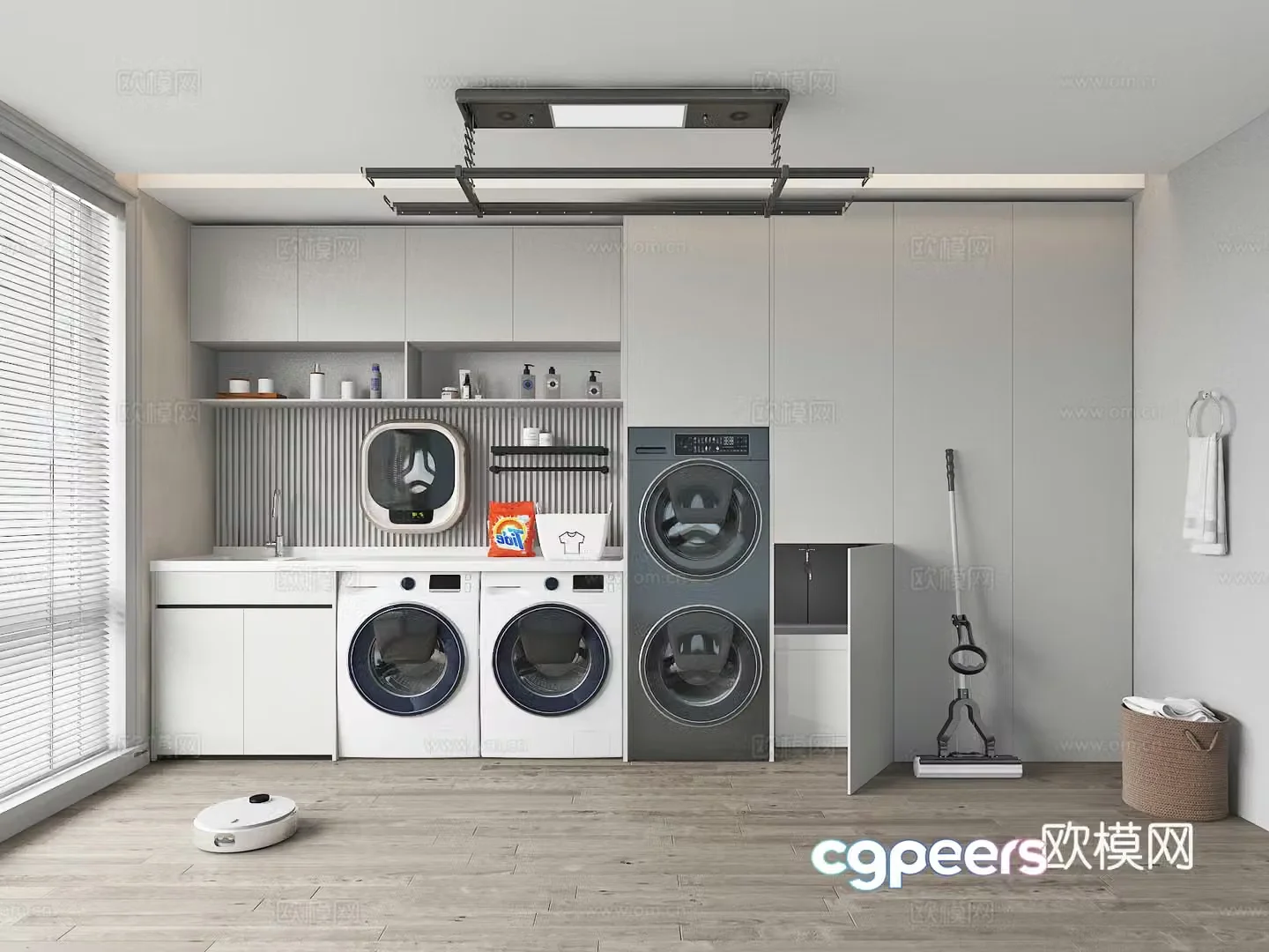 Modern balcony washing machine cabinet 3d model