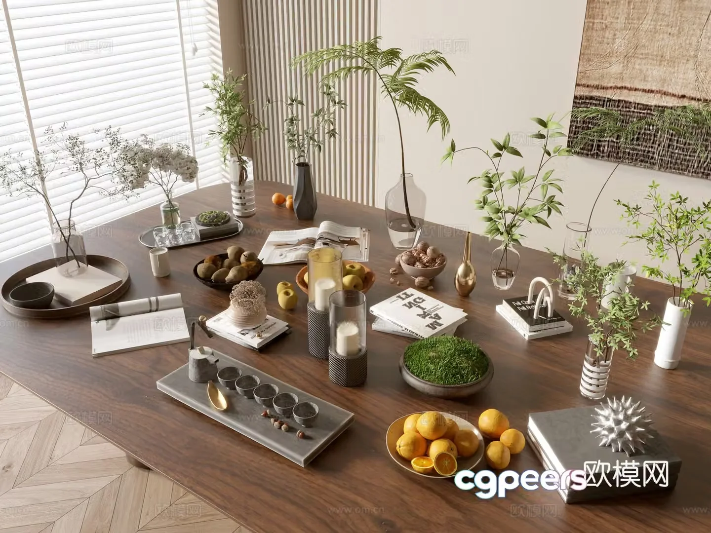 Modern ornament combination Vase ornament Art ornament Dining table ornament Tea set Coffee table ornament 3D model