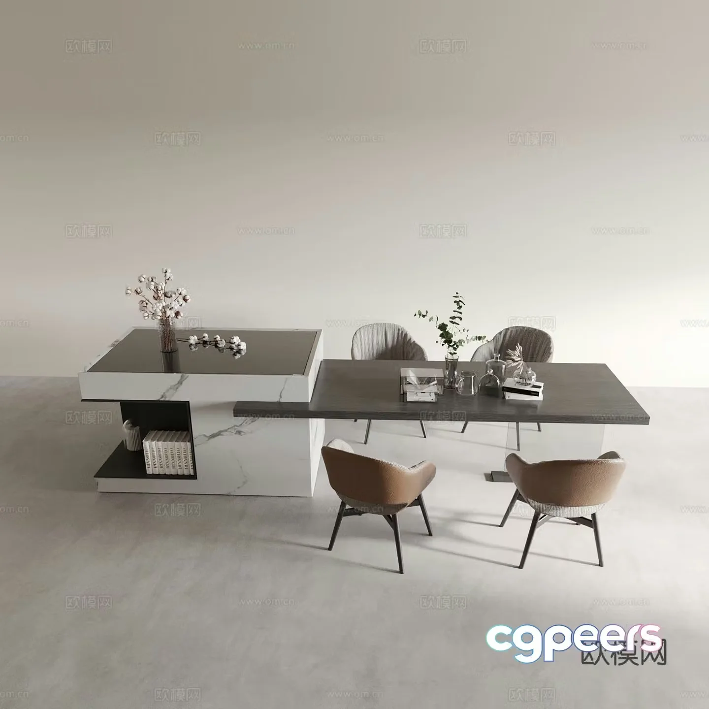 Island table island dining table and chairs 3d model