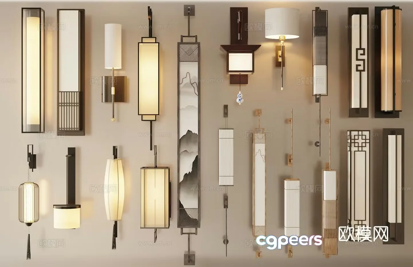 New Chinese style wall lamp Zen wall lamp 3D model