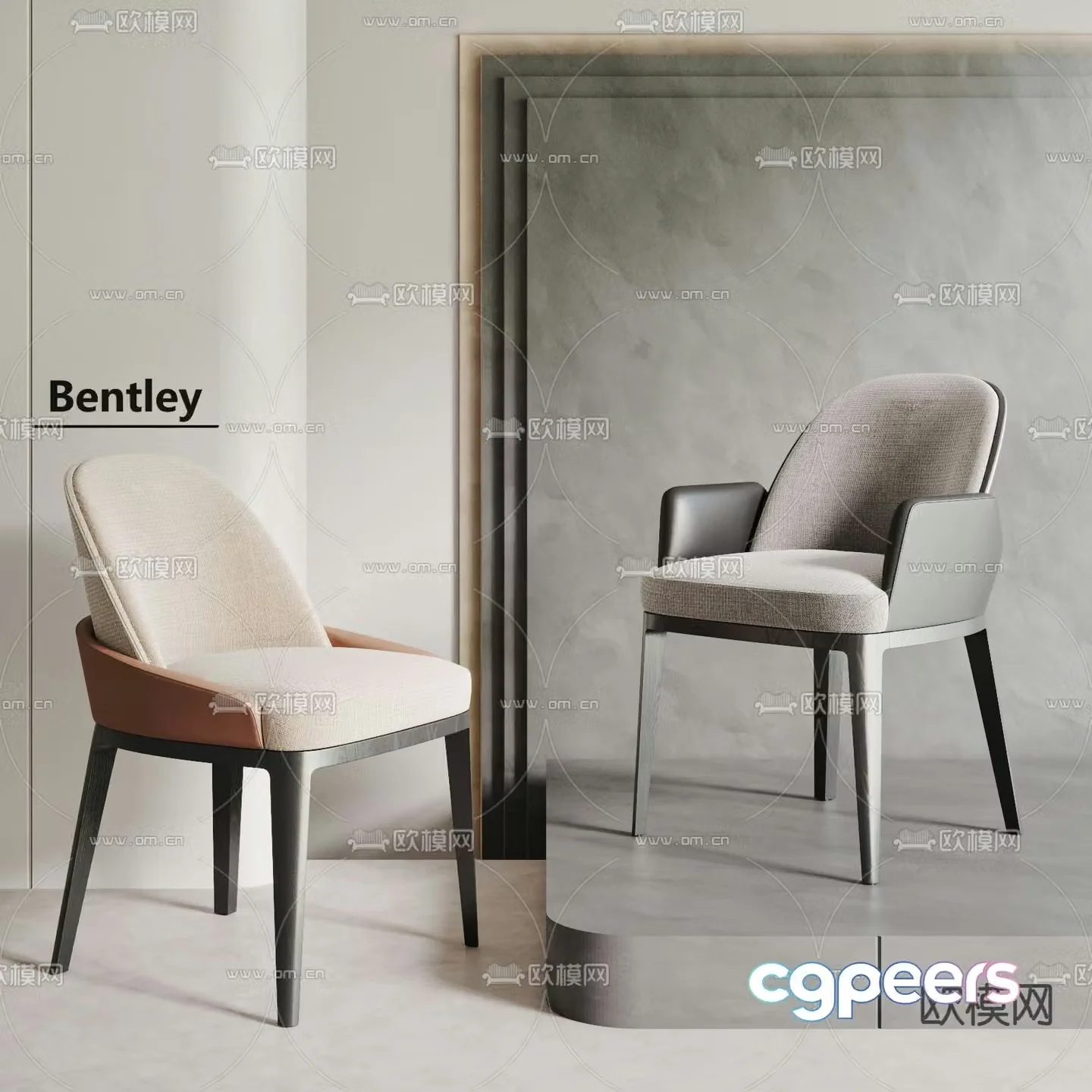 Modern dining chair chair single chair 3d model