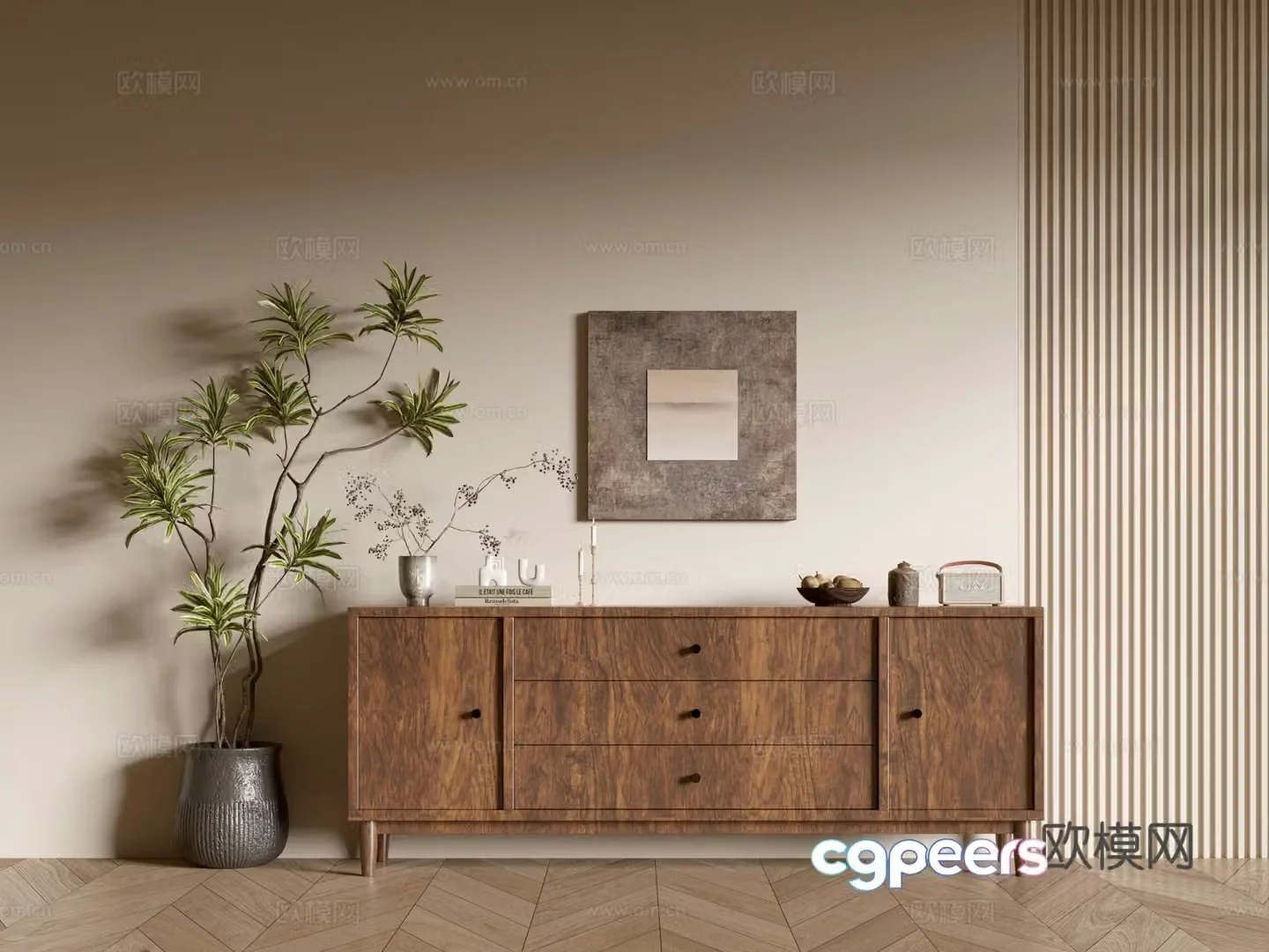Modern wood grain cabinet ins wind minimalist wind cabinet whole cabinet sideboard balcony cabinet storage 3D model
