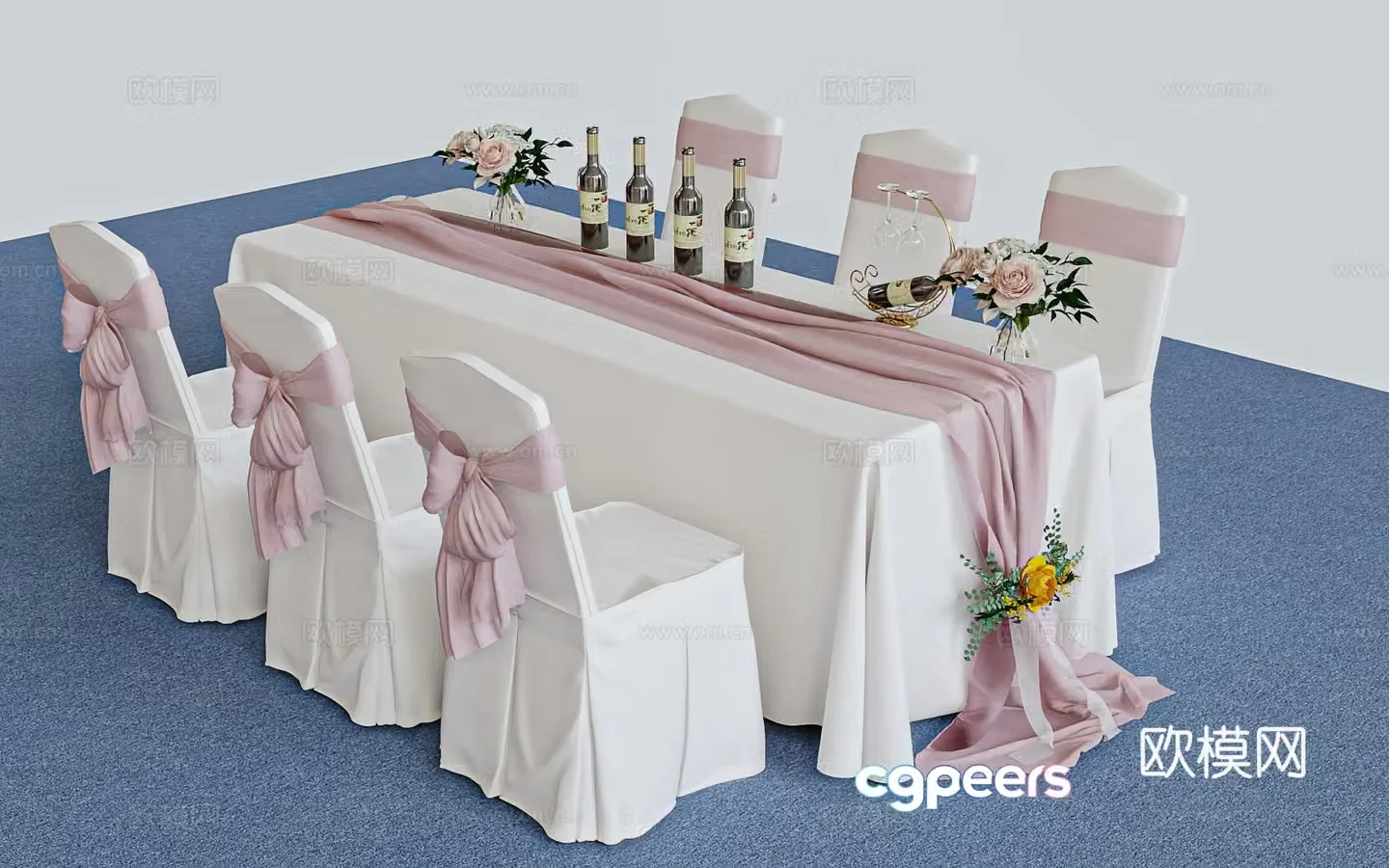 Modern banquet table wedding banquet table 3d model