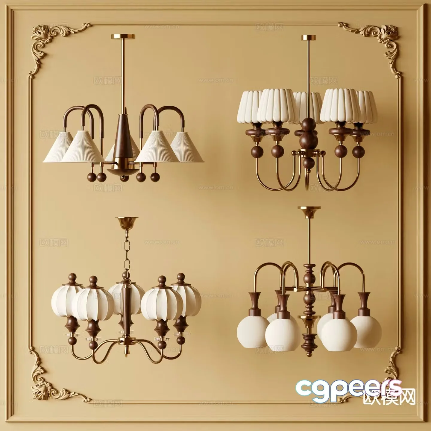 Medieval style chandelier multi-head chandelier 3D model