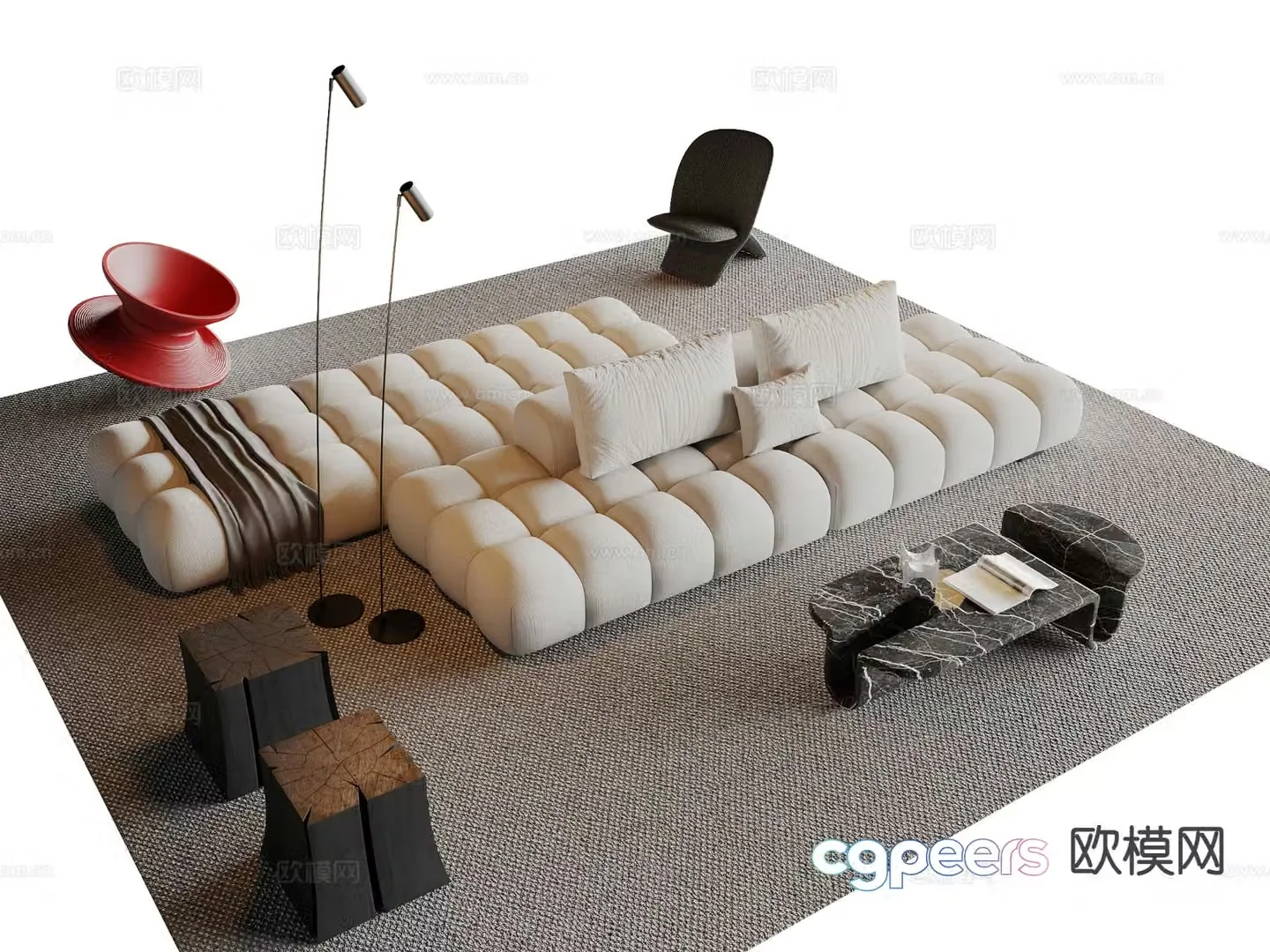Modern sofa set 3d model