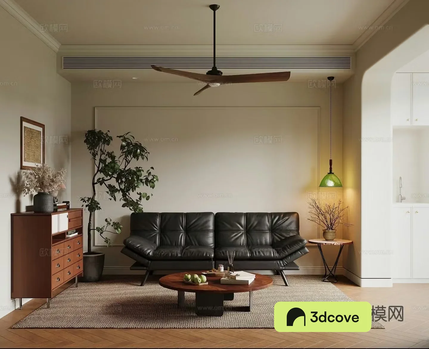 Cream retro style living room